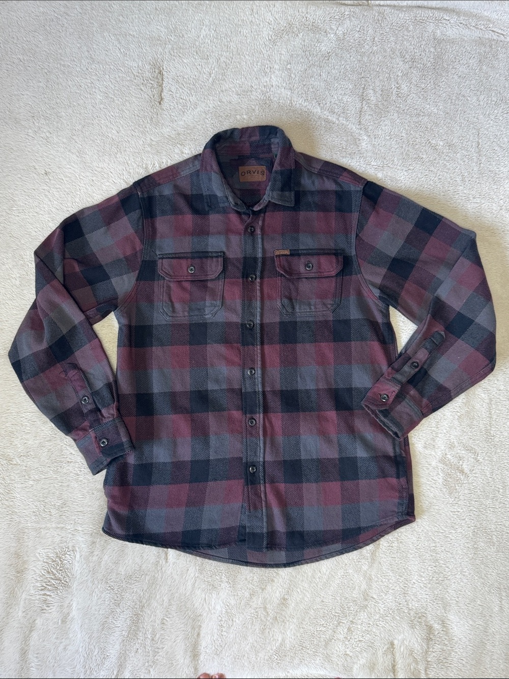 Orvis Classic Collection Heavy Weight Brown Button Up Mens M